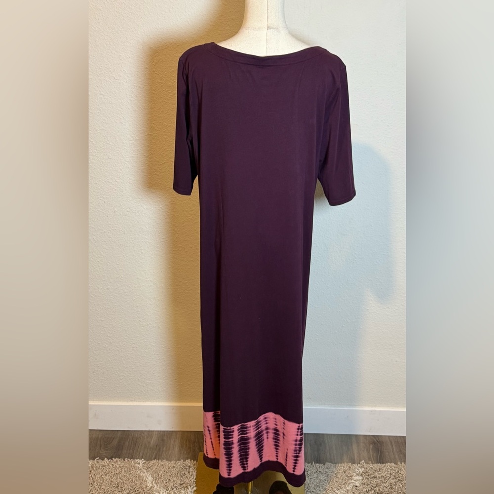 NWT J. Jill Pure Jill Tie-Dye Border Midi Dress Acai Multi size Large Tall - Picture 5 of 13